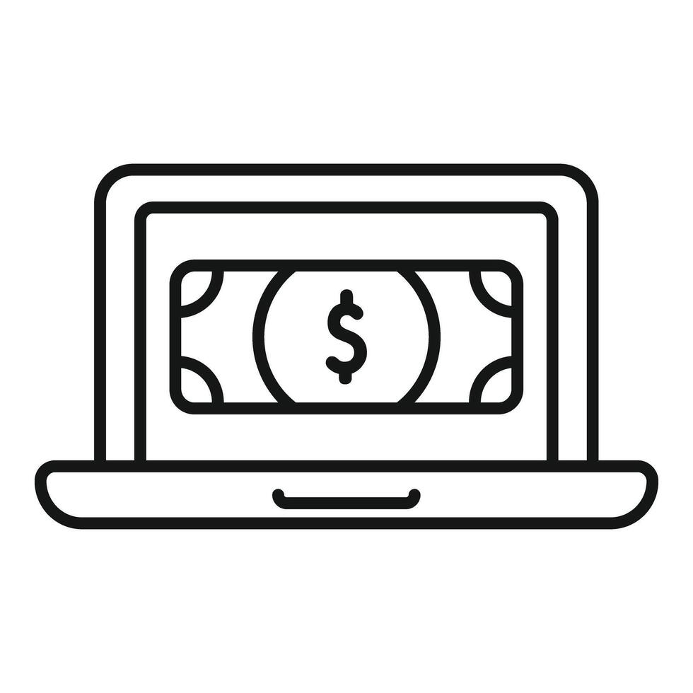 Cash in on online store icon outline vector. Market order vector