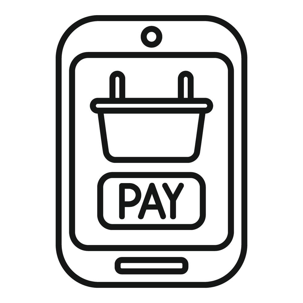 Pay for online basket icon outline vector. Buy new order vector