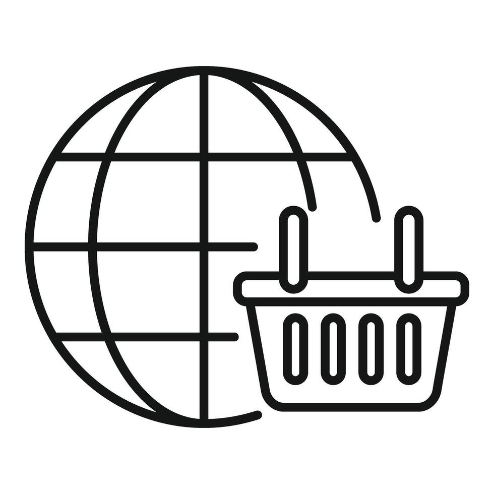 Global online store icon outline vector. Business customer service vector