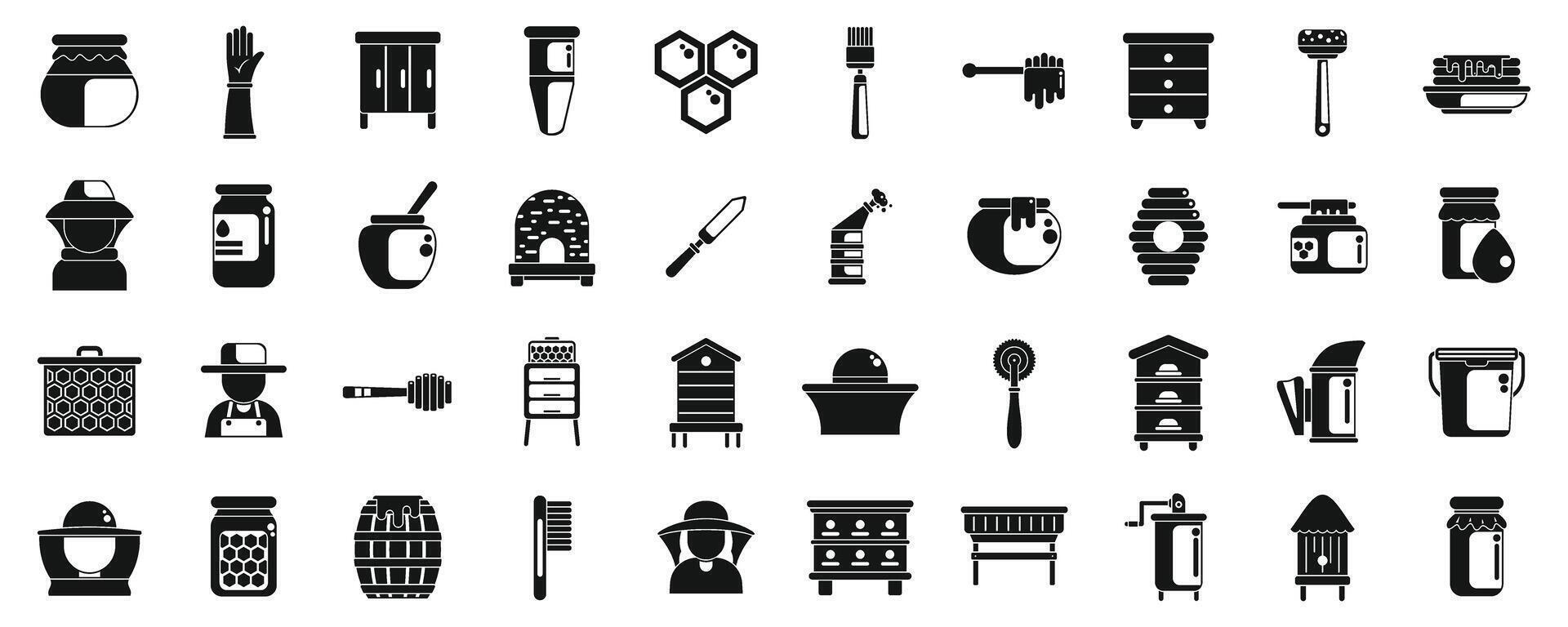 Apiarist icons set simple vector. Honey beekeeper vector