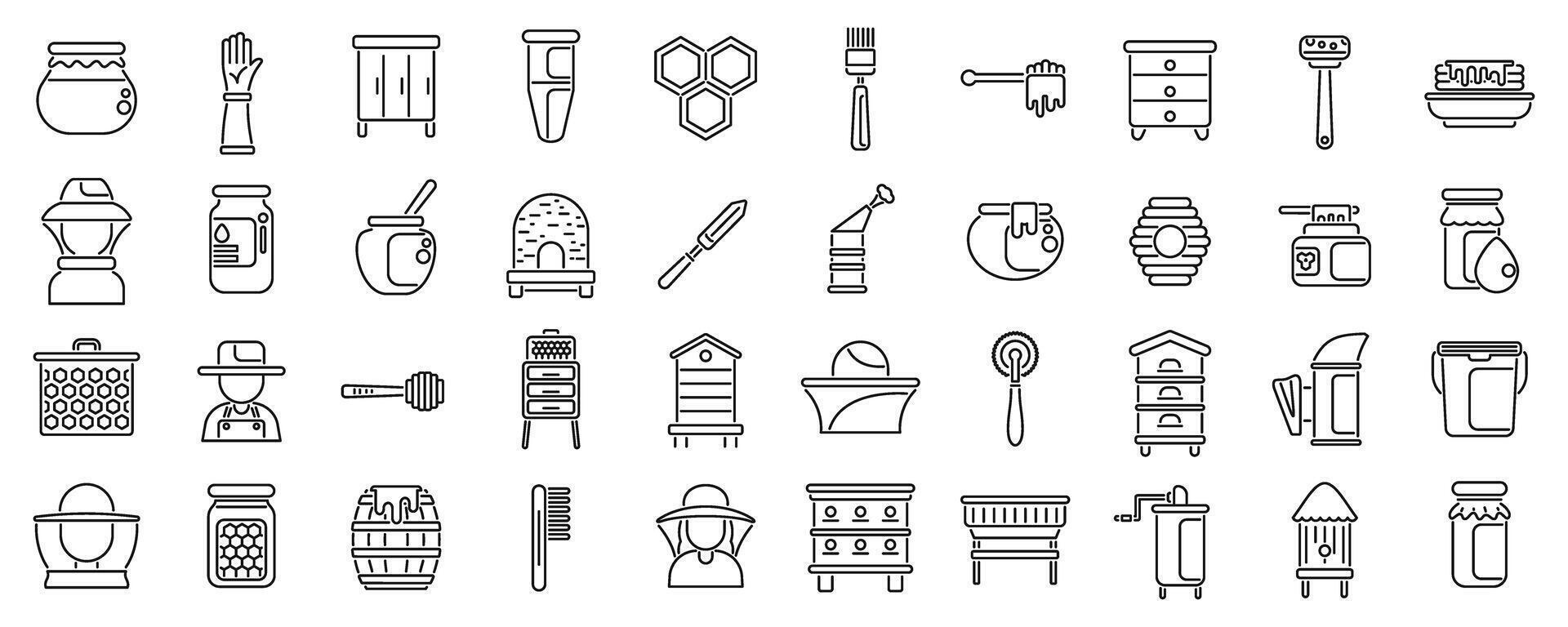 Apiarist icons set outline vector. Honey beekeeper vector