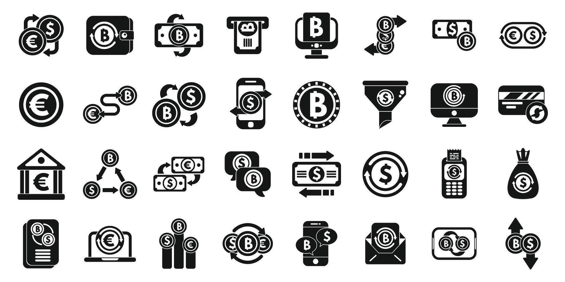 Currency conversion icons set simple vector. Exchange payment vector