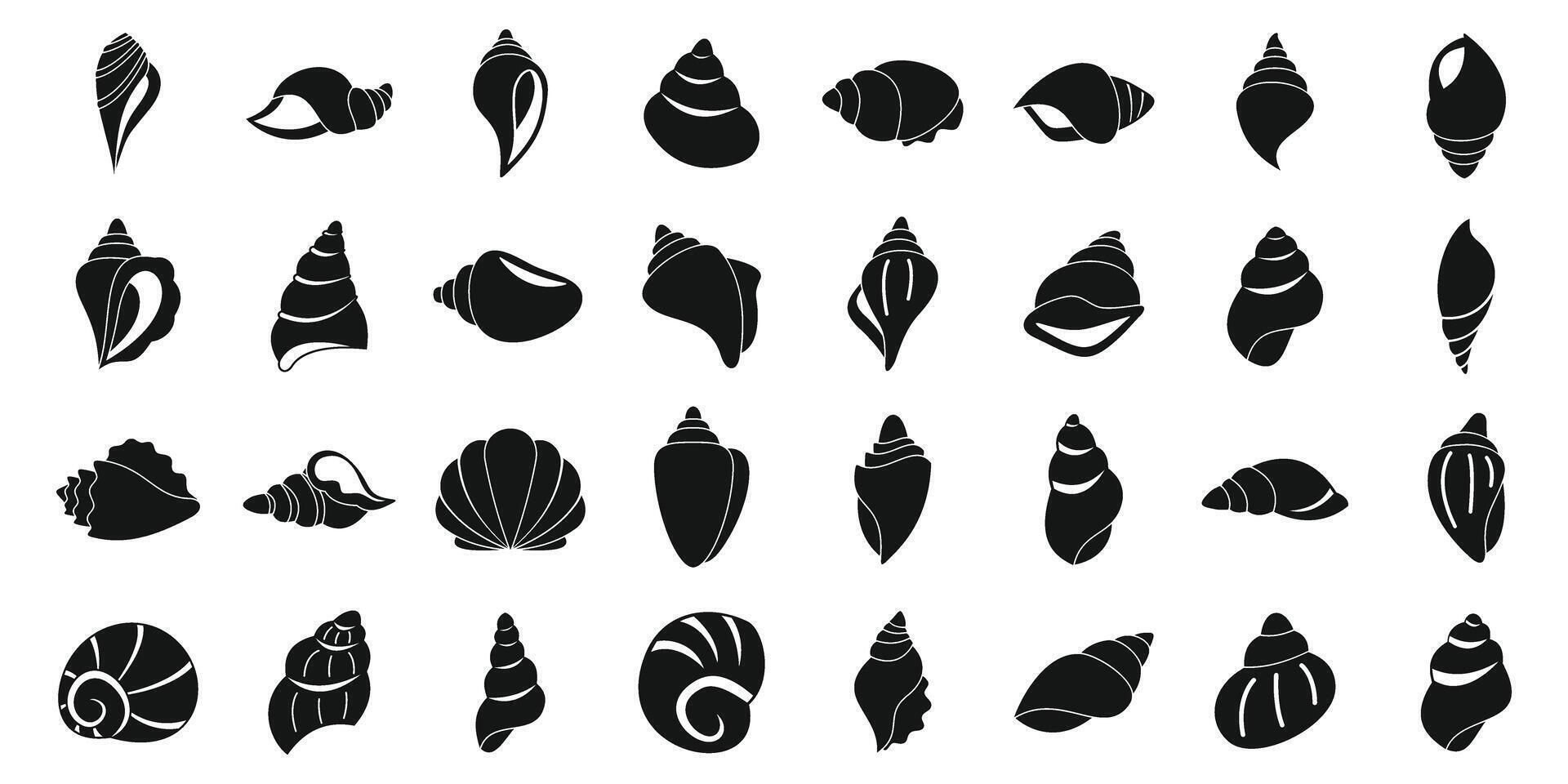 Conch icons set simple vector. Sea shell vector