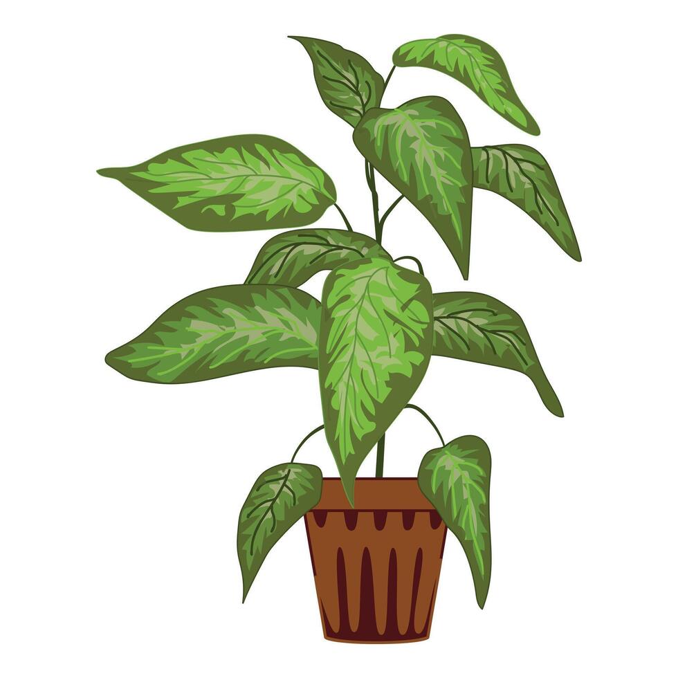 House plant leaf pot icon cartoon vector. Botanical window garden vector