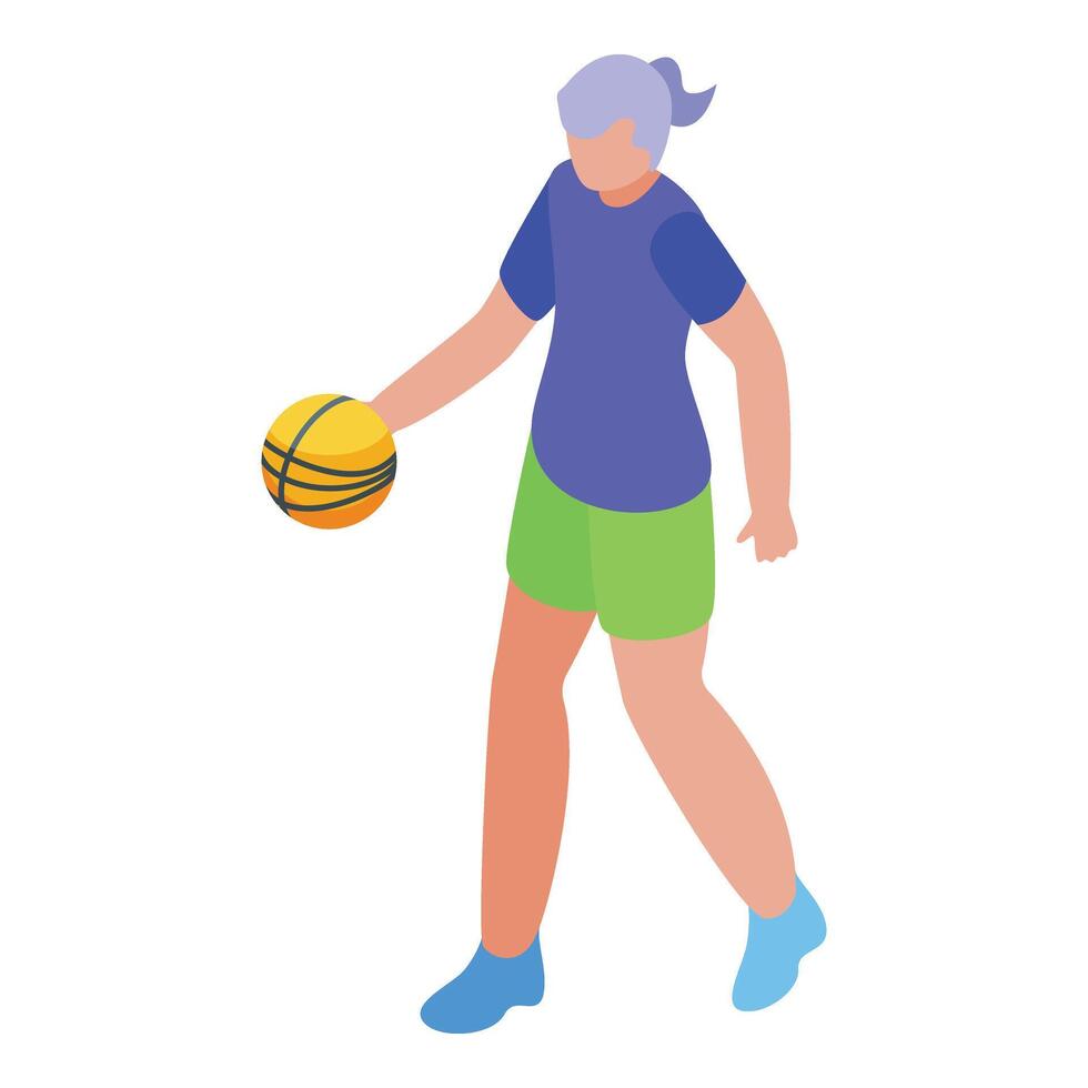 Fast basketball play icon isometric vector. Workout character vector