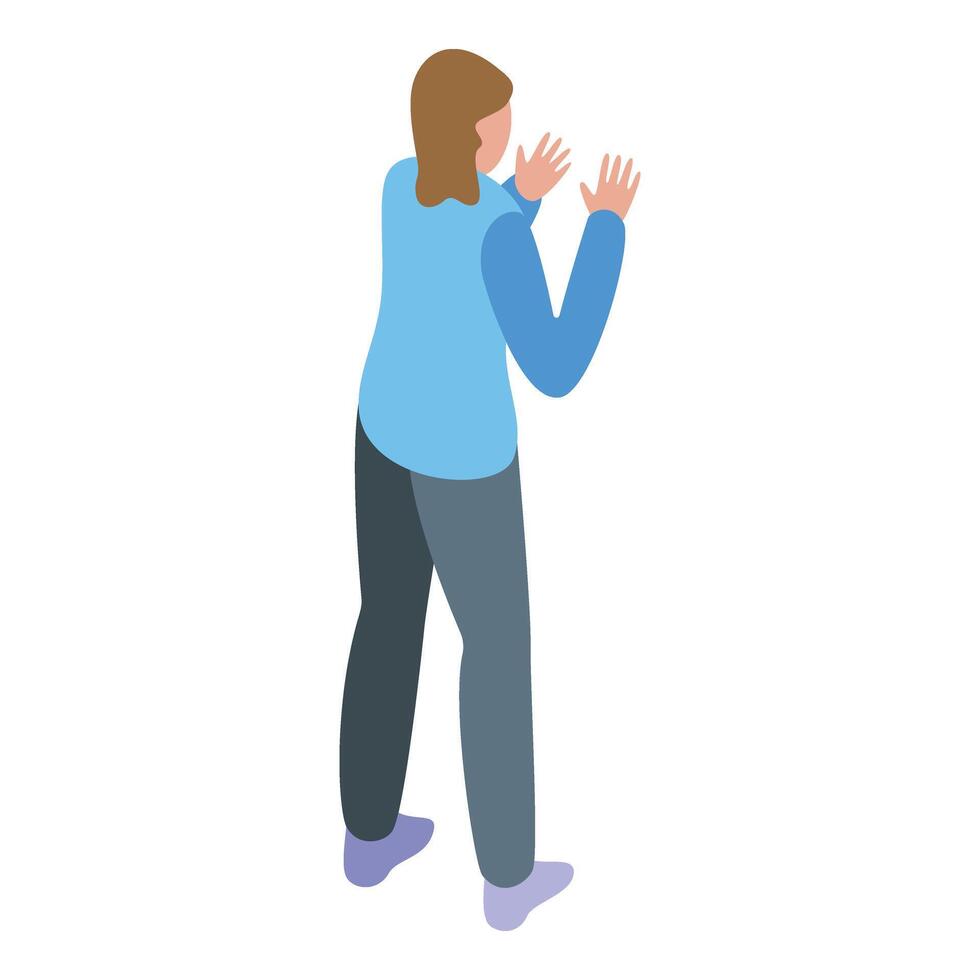 Talk serious female icon isometric vector. Communication parent vector