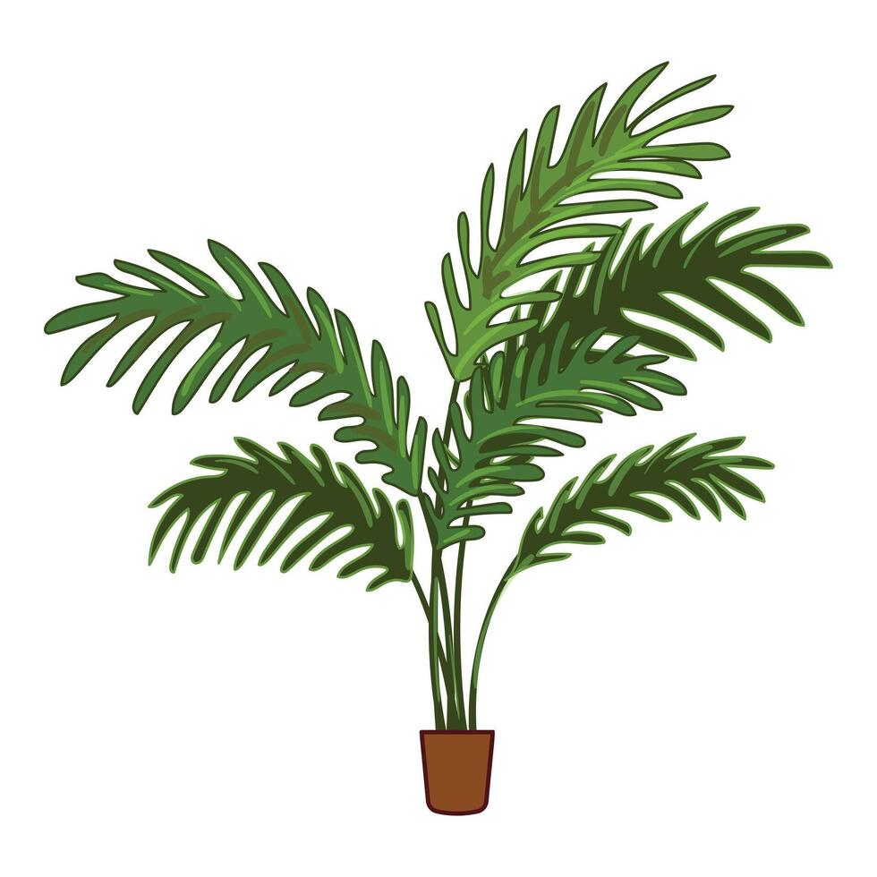 Palm leaf houseplant icon cartoon vector. Care interior office vector