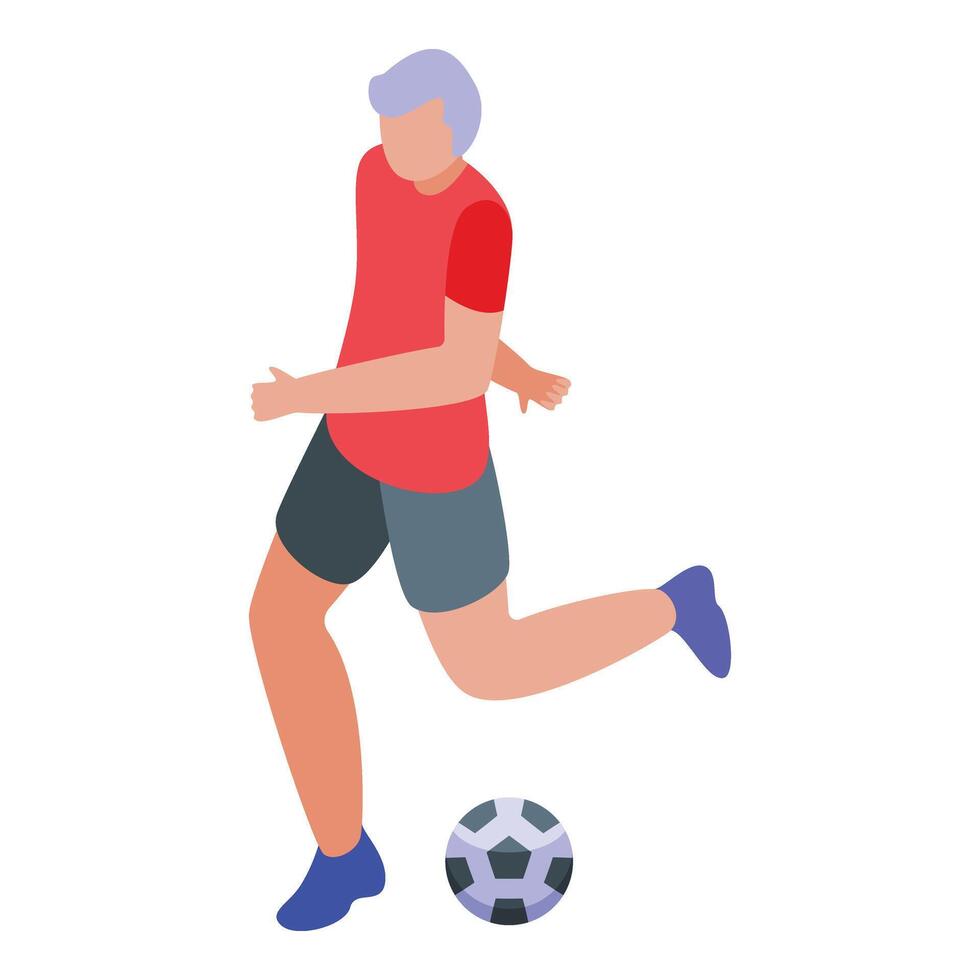 Play soccer game icon isometric vector. Elderly play vector