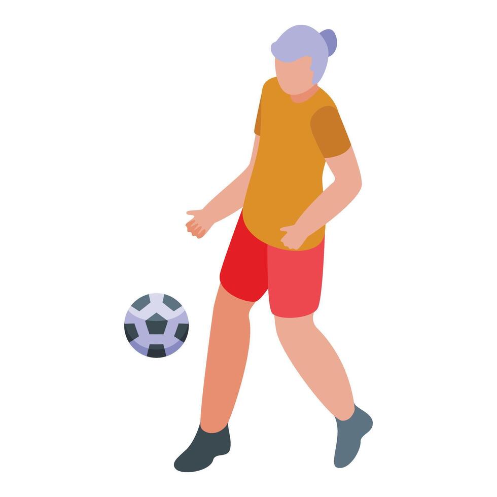 Play shoot soccer icon isometric vector. Elderly person outdoor vector