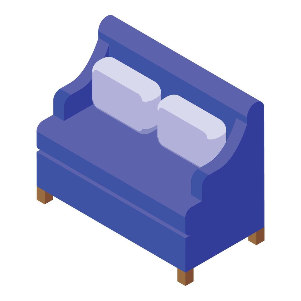 Blue color sofa icon isometric vector. Room interior decor vector