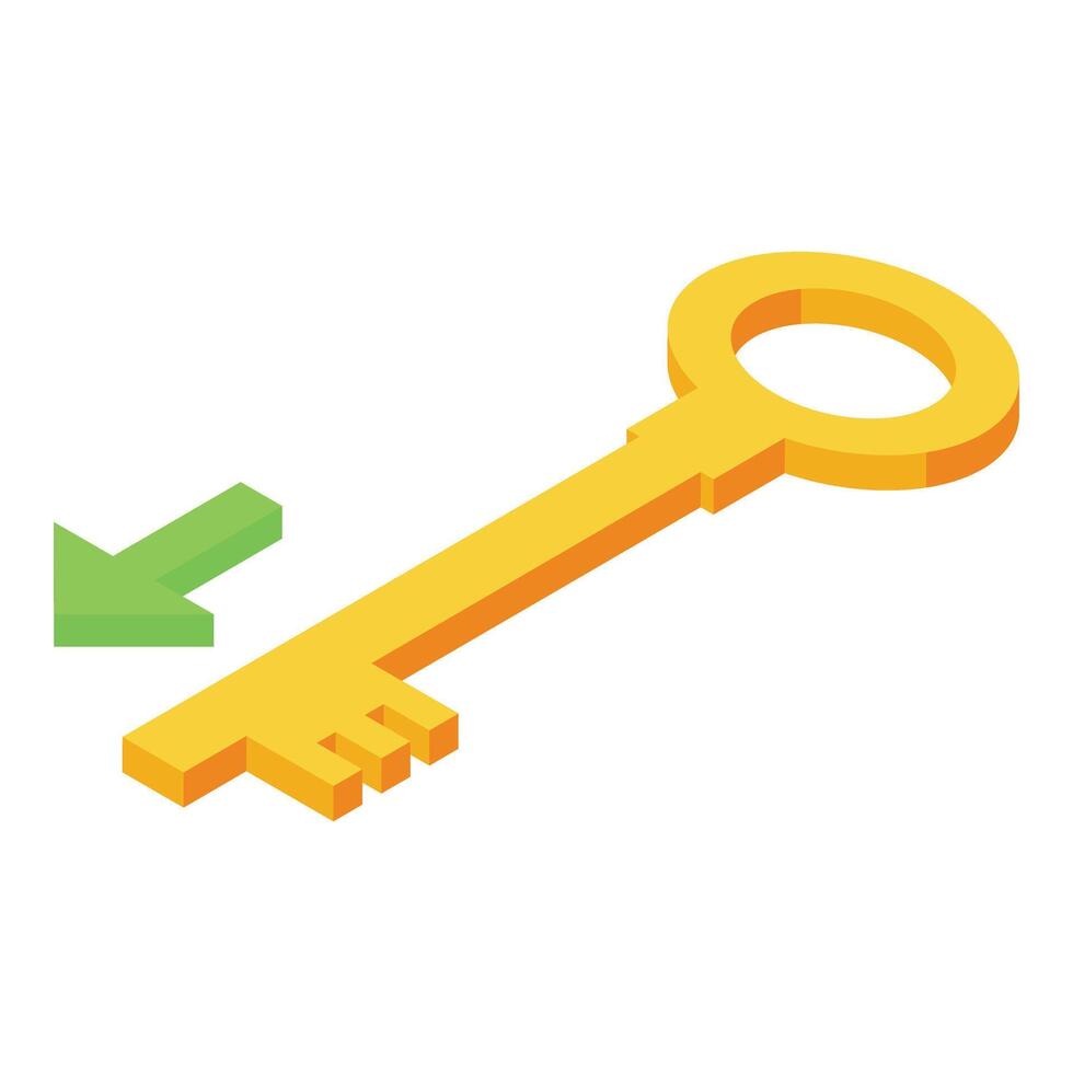 Gold key success icon isometric vector. Energy team vector