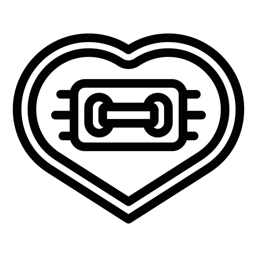 Cloth heart shaped button icon outline vector. Needlepoint thread item vector
