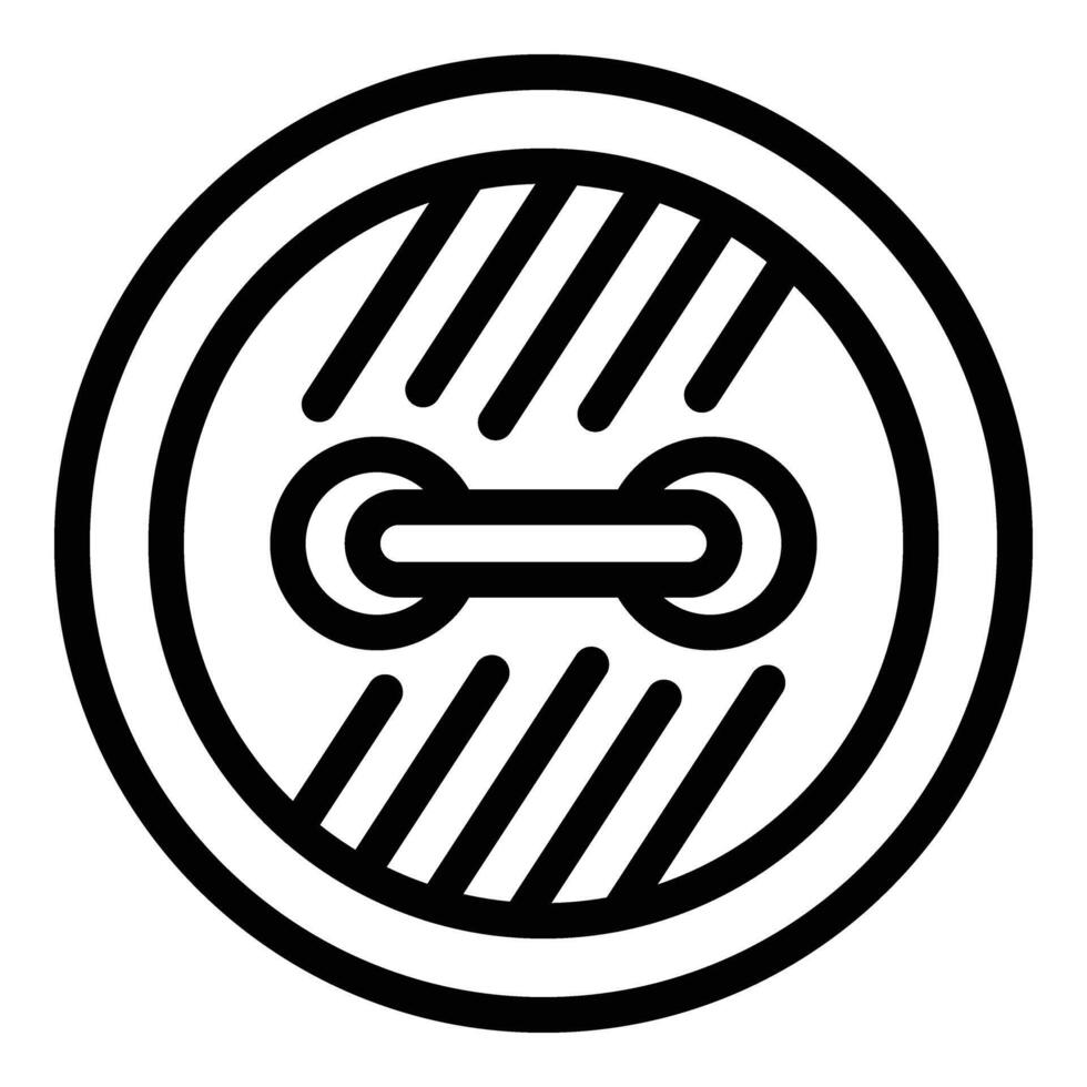Woven button icon outline vector. Shirt fabrication fastener vector