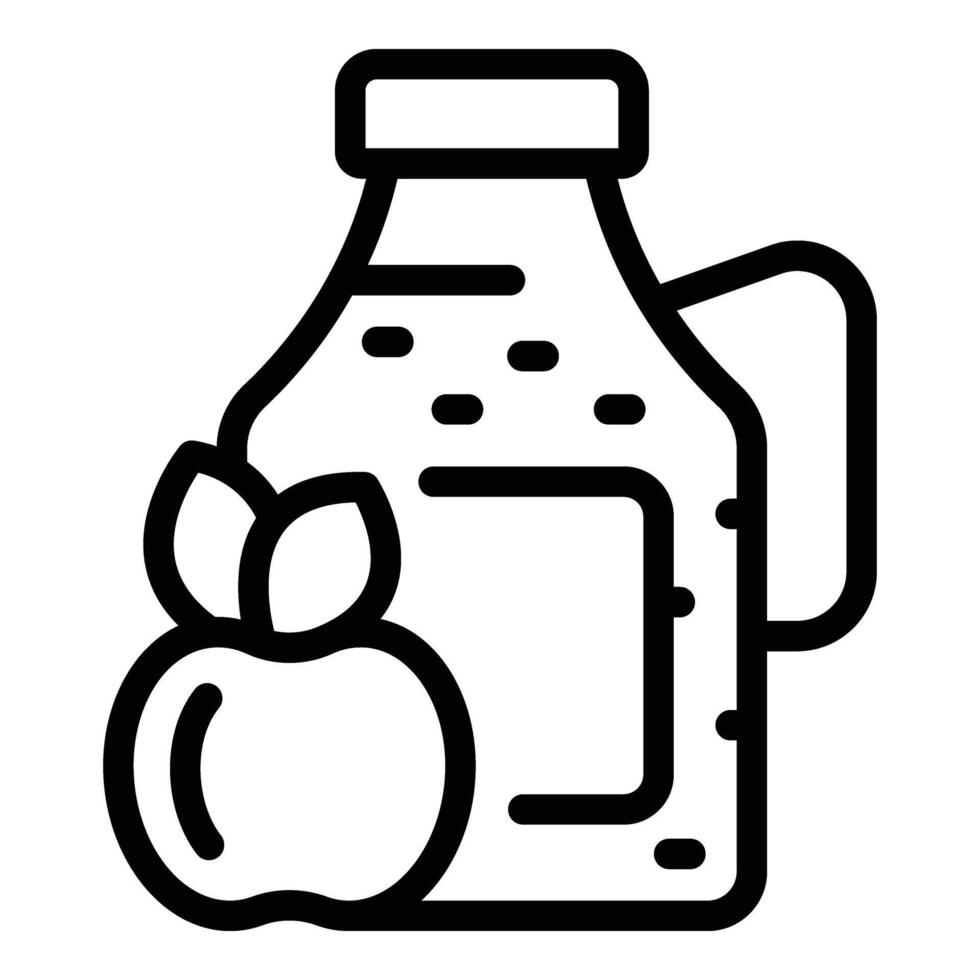 gaseoso hecho en casa manzana sidra icono contorno vector. sabroso picante bebida botella vector