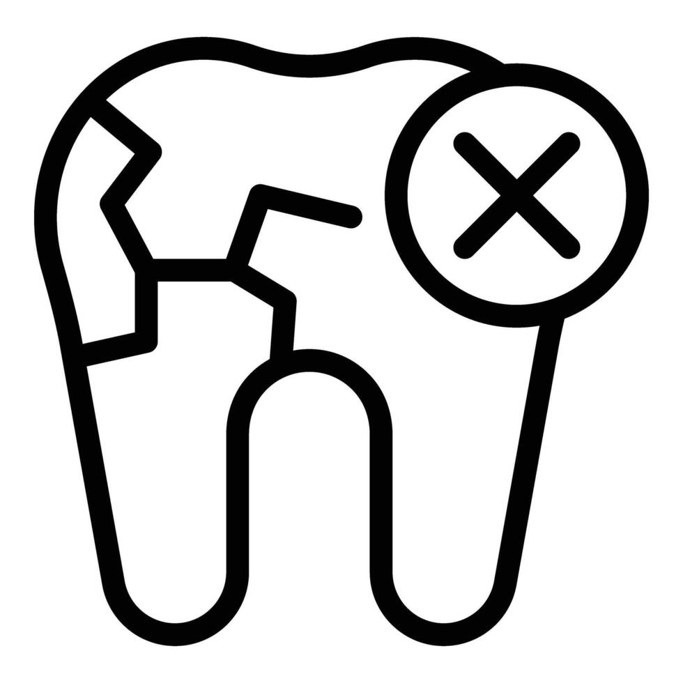 Broken tooth icon outline vector. Cracked teeth vector