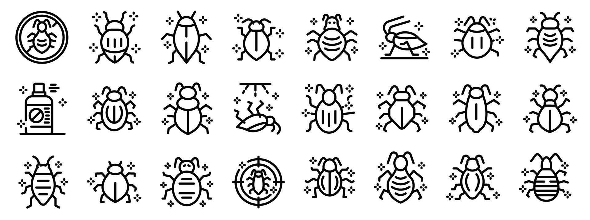 Aphid icons set outline vector. Summer nature insect vector