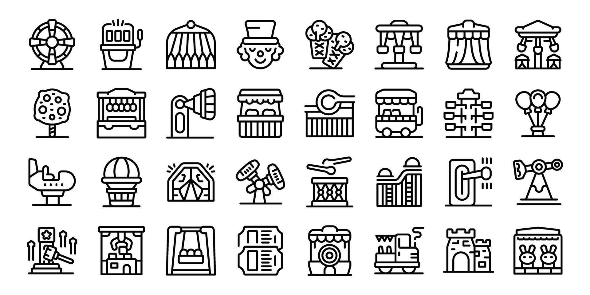 Funfair icons set outline vector. Amusement park vector
