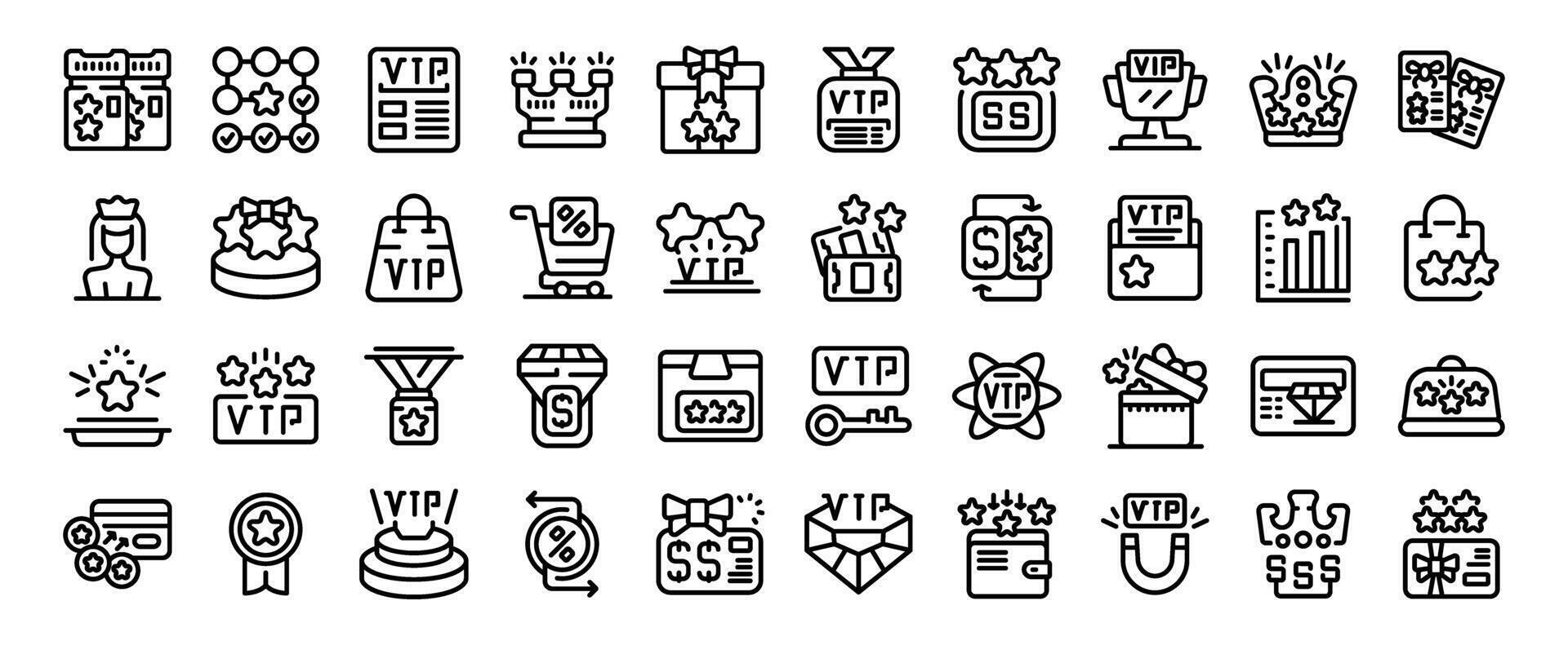 Exclusive benefits icons set outline vector. Reward loyalty vector