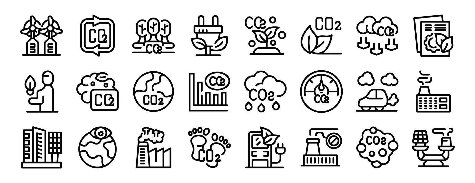 Co2 neutral icons set outline vector. Carbon zero emission vector