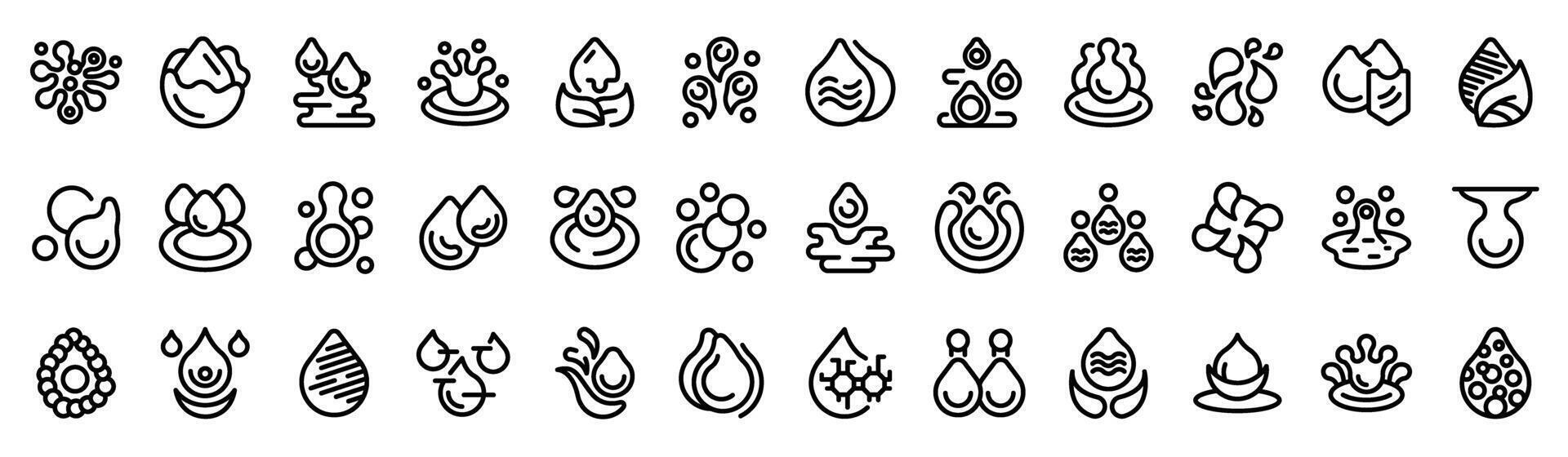 Waterdrop icons set outline vector. Water drop fall vector