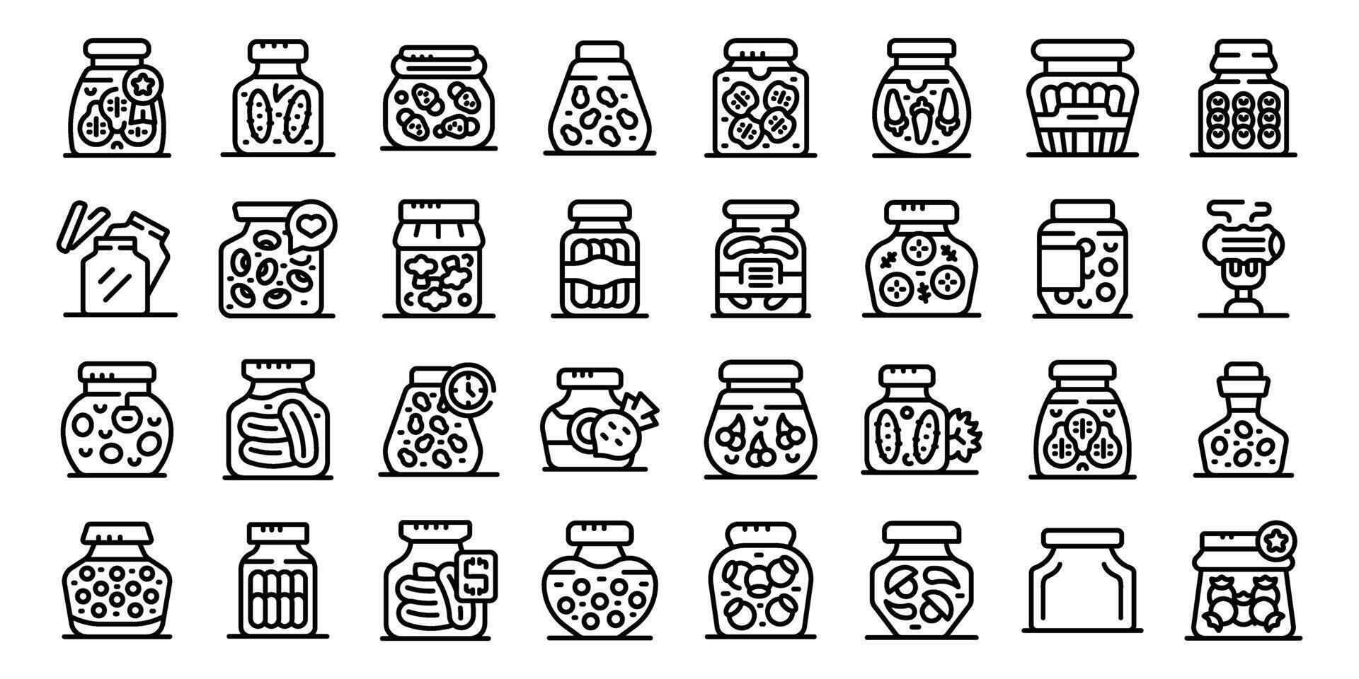 Pickled food jars icons set outline vector. Can product vector