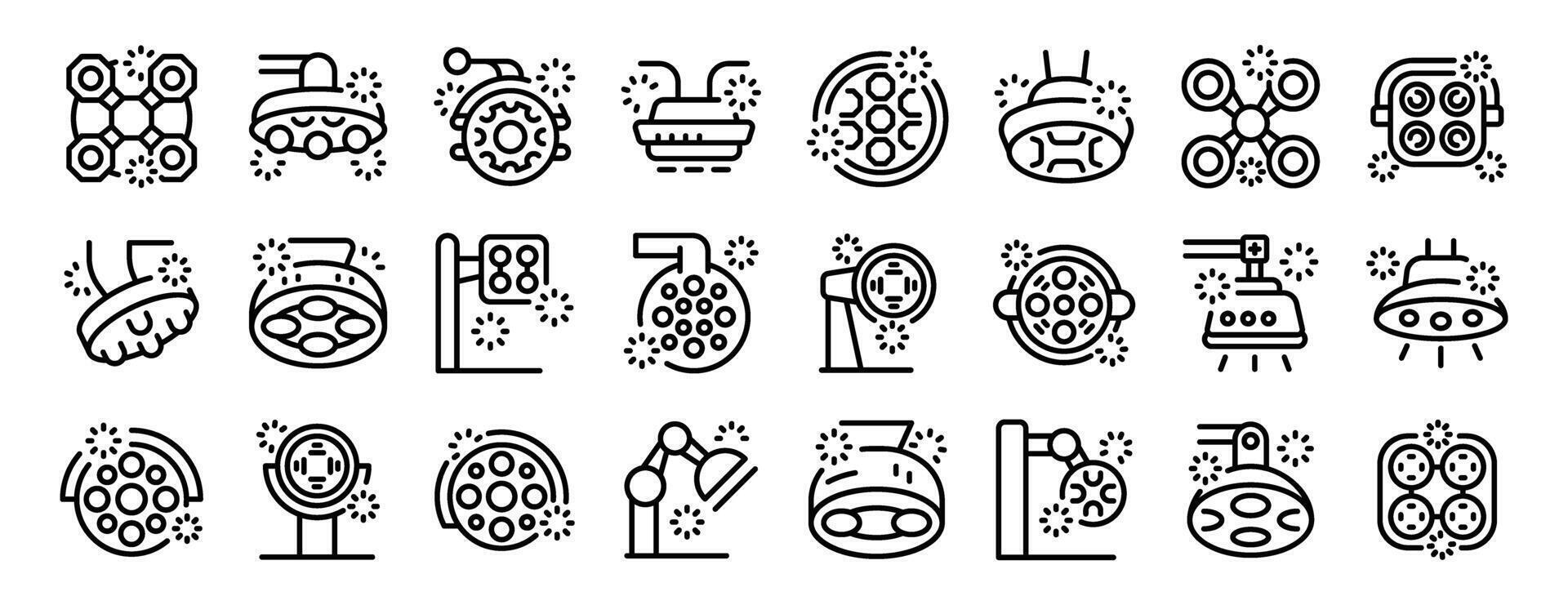 Surgical lamp icons set outline vector. Medical device vector