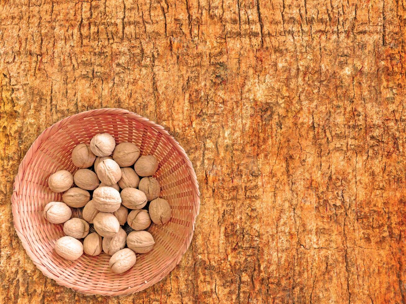 Nuts On The Wooden Background photo