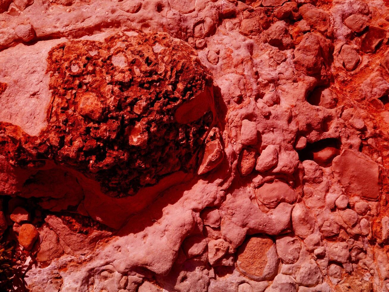 Texture Of Red Stone In The Garden photo