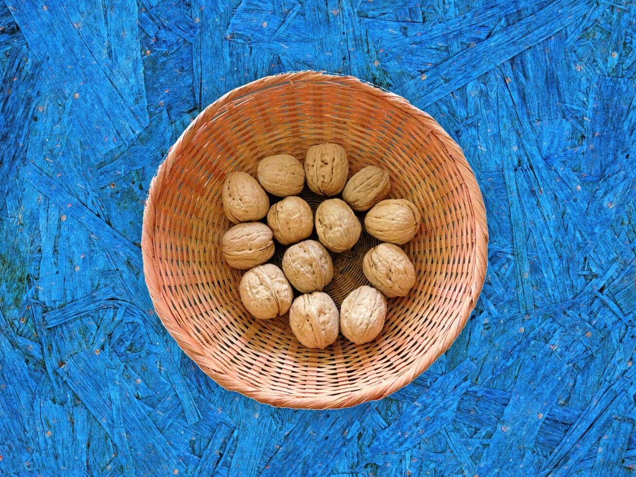 Nuts On The Wooden Background photo