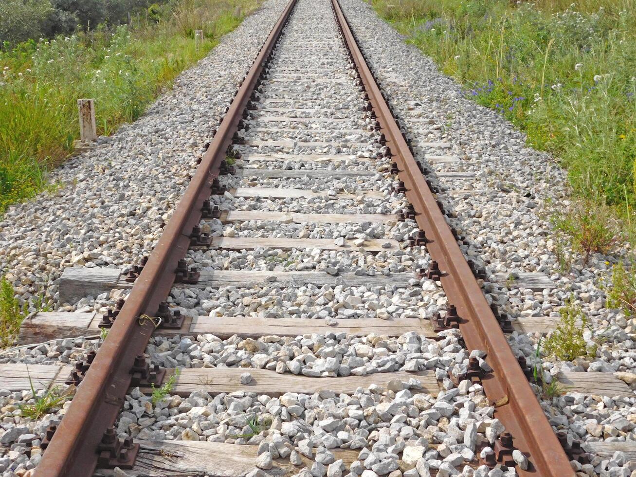 Train Track Outdoors During The Day photo