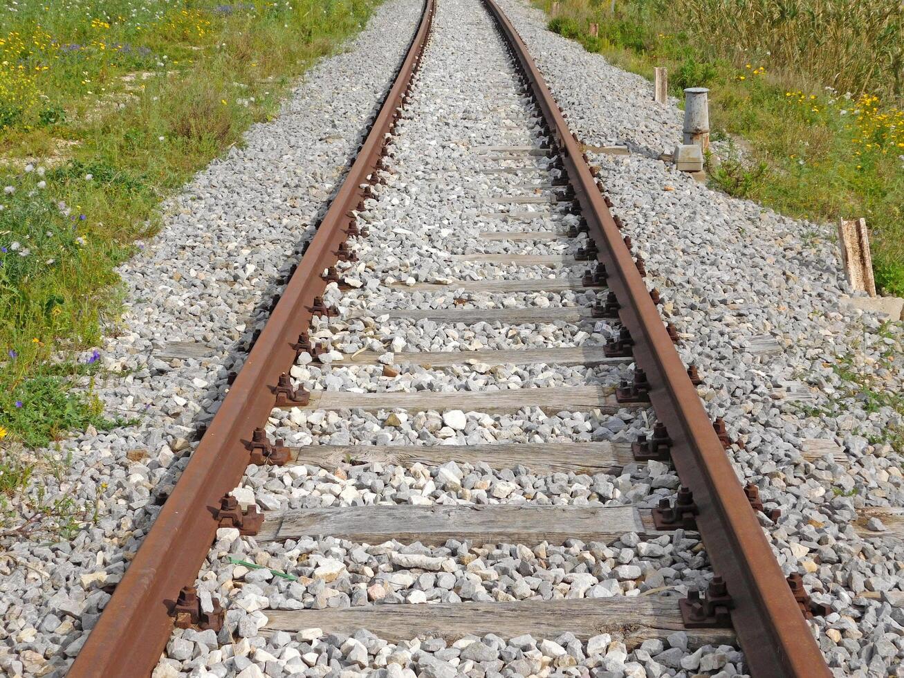 Train Track Outdoors During The Day photo