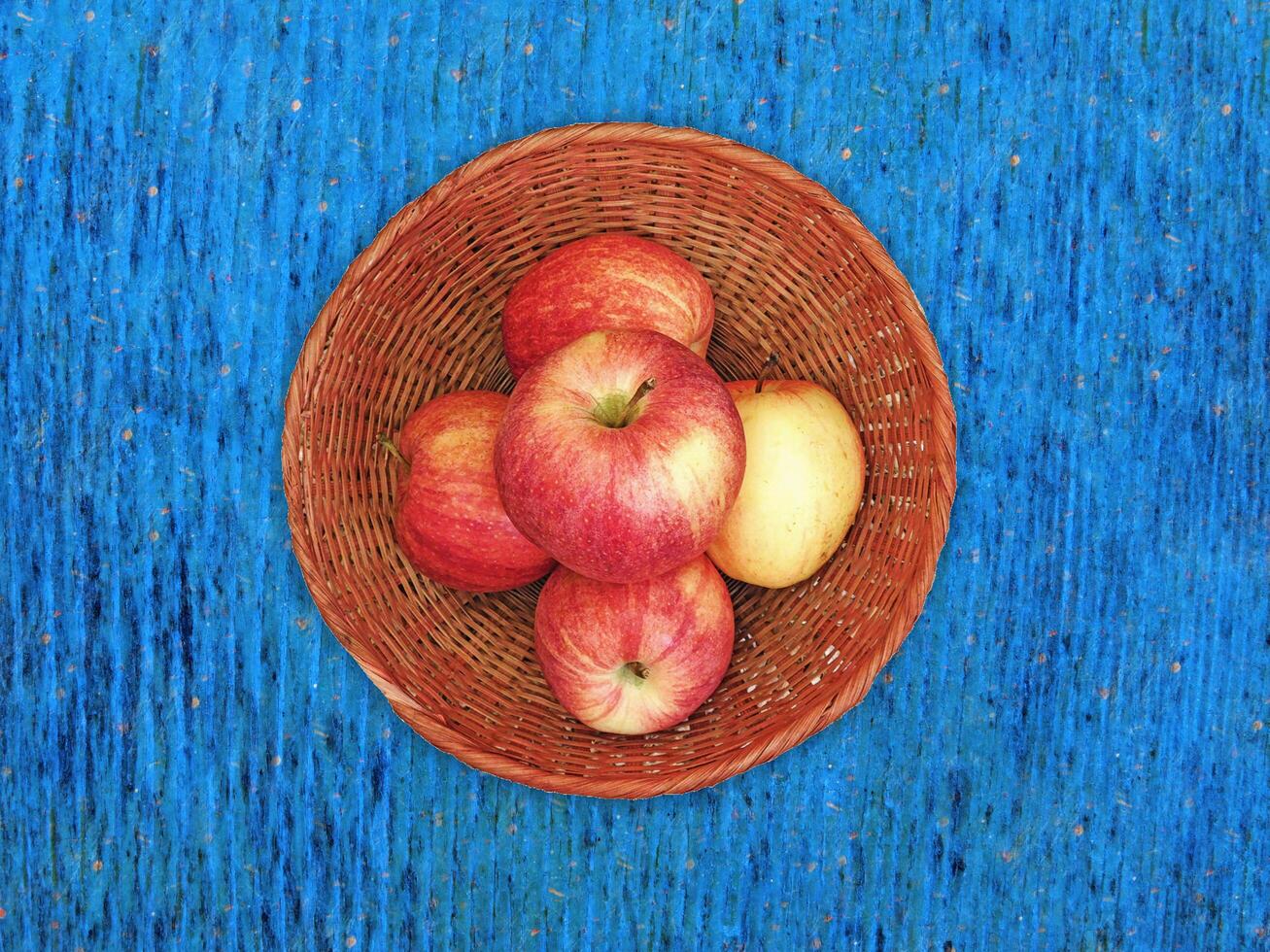 Apples On The Wooden Background photo