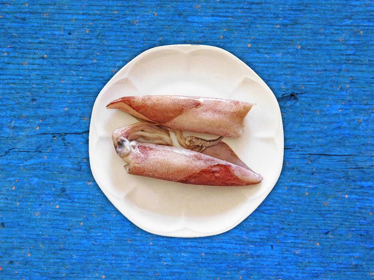 Squid On Wooden Background photo