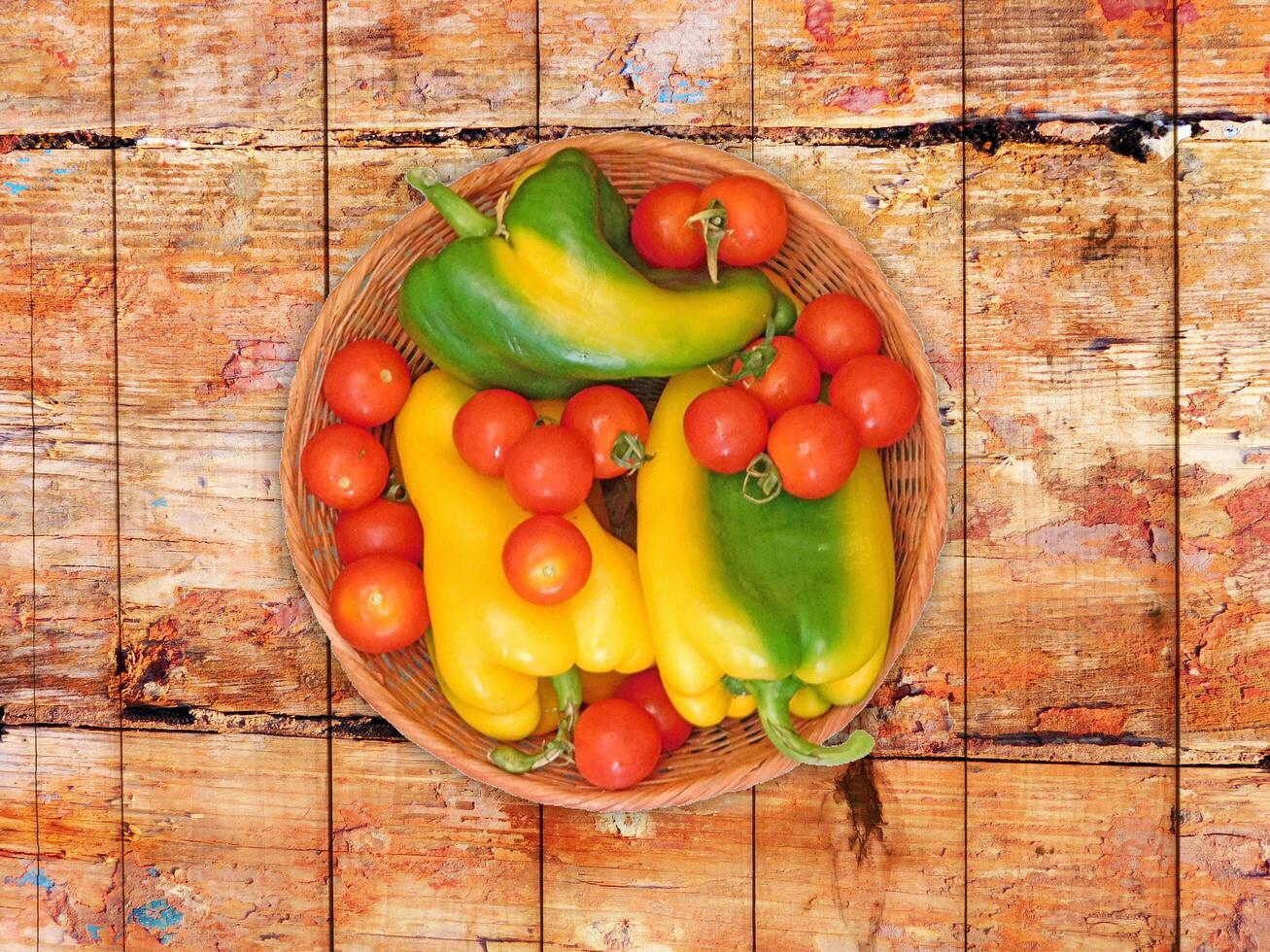 Vegetables On Wooden Background photo