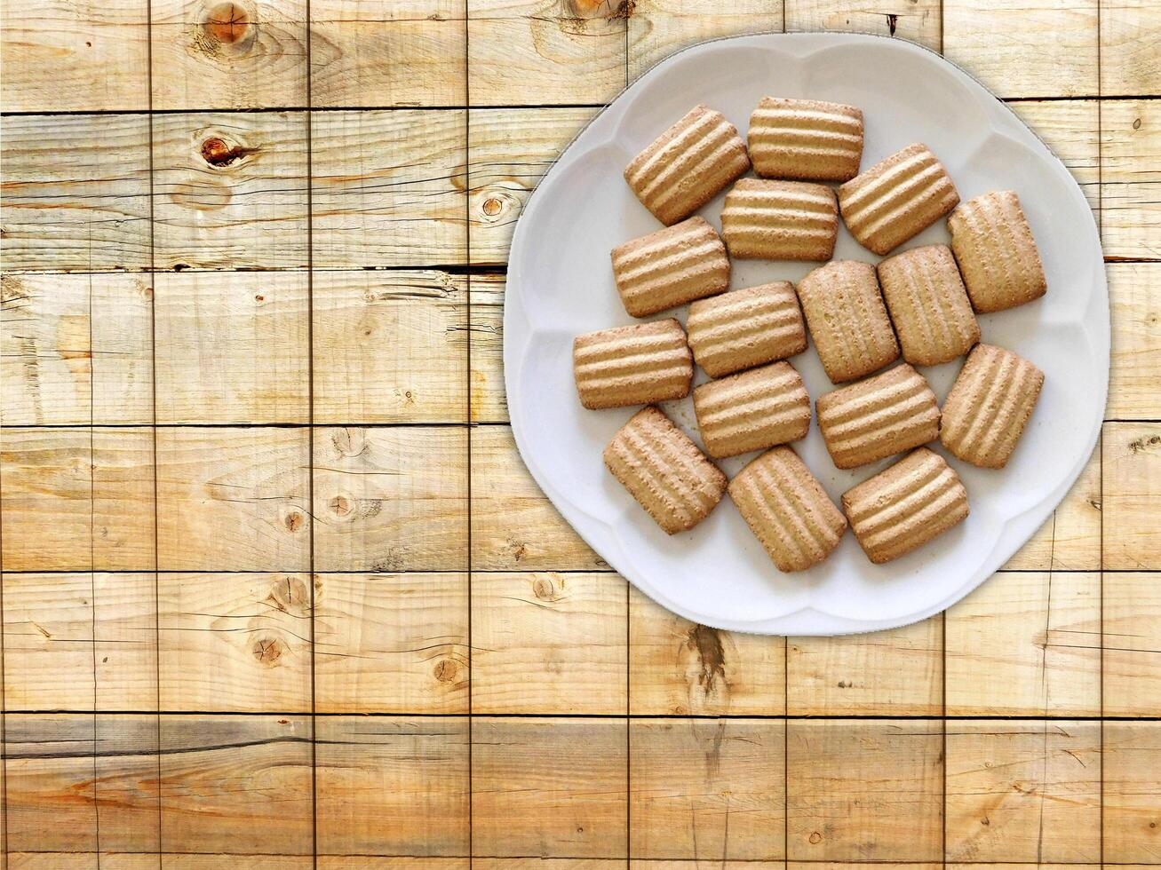 Cookies On The Wooden Background photo