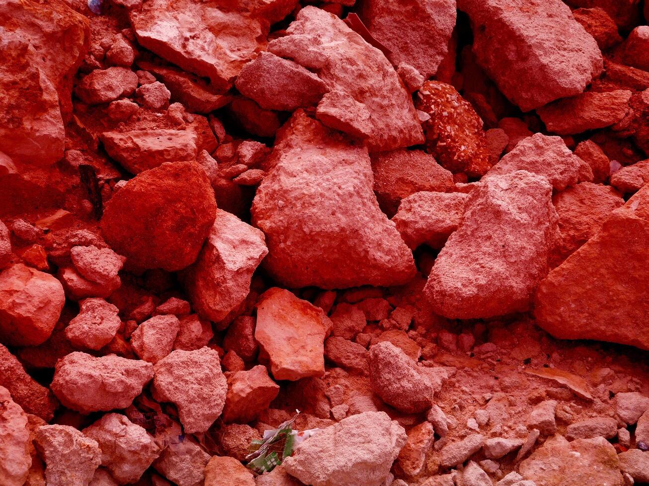 Texture Of Red Stone In The Garden photo