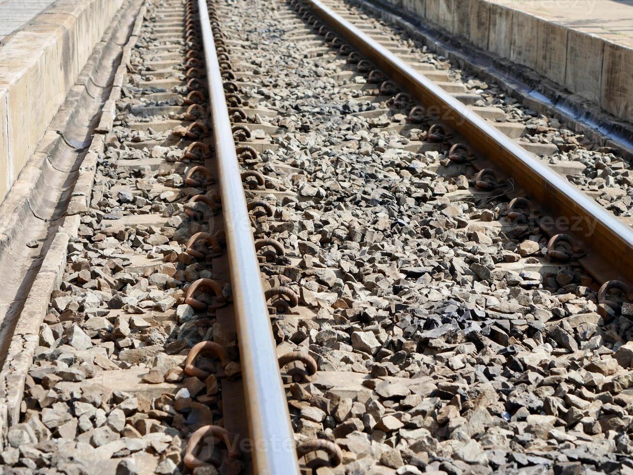 train track, railway tracks in the countryside, A train traveling down train tracks, Railroad tracks photo