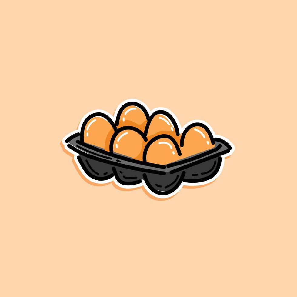 paquete de un huevos, crudo, vector aislado en crema antecedentes ilustración diseño.