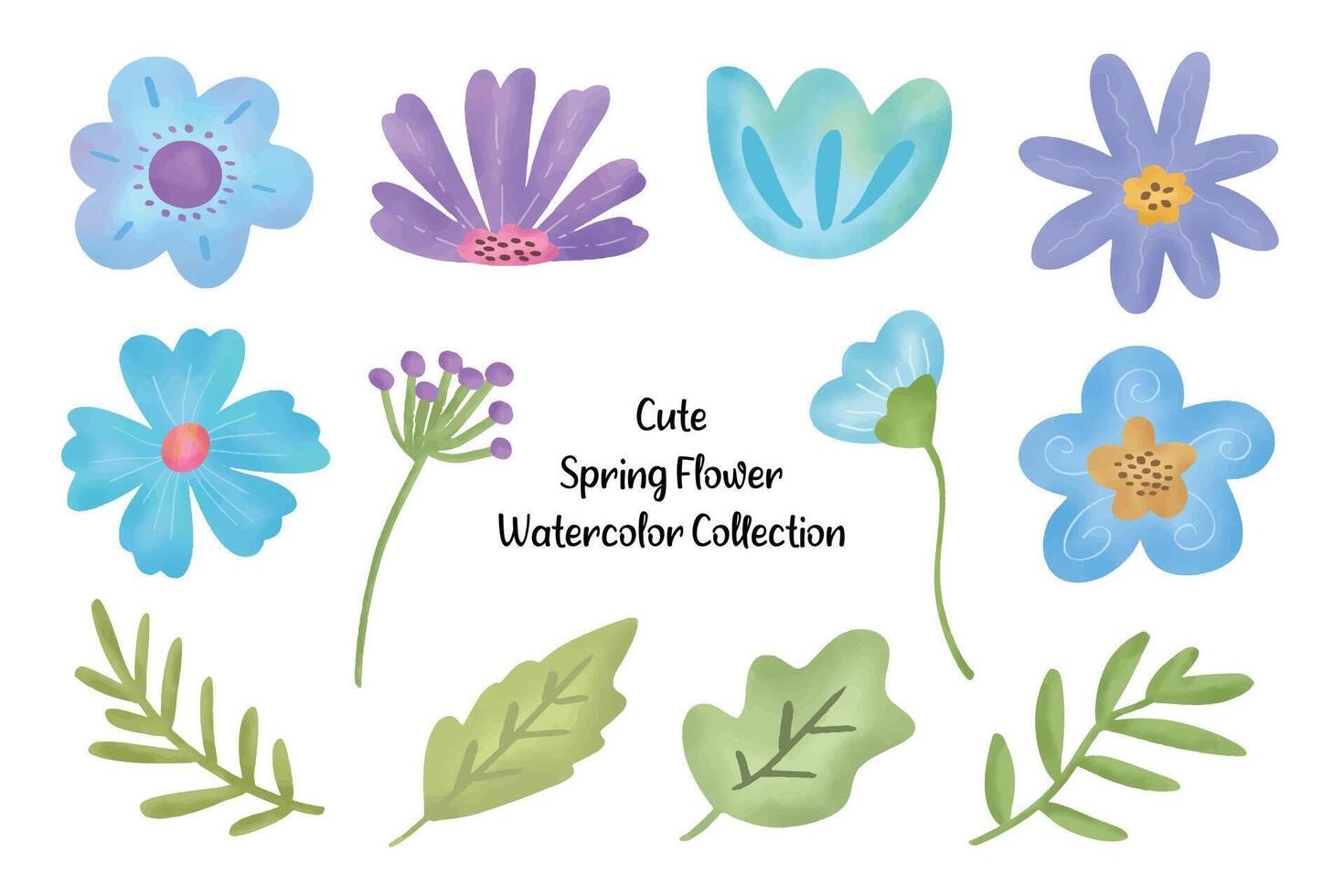 linda primavera flor mano dibujado colección vector