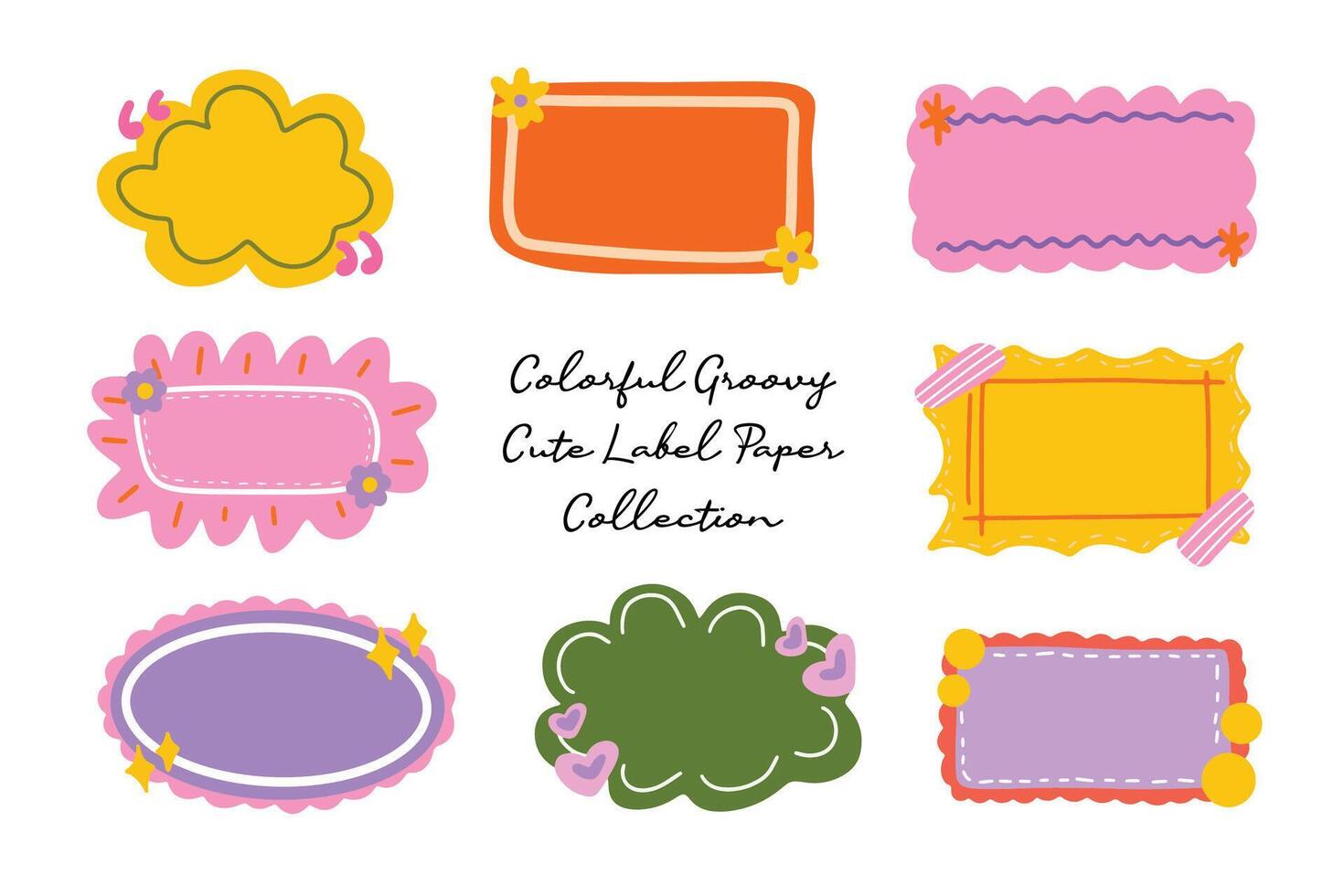 Cute Hand Drawn Groovy Label Paper vector