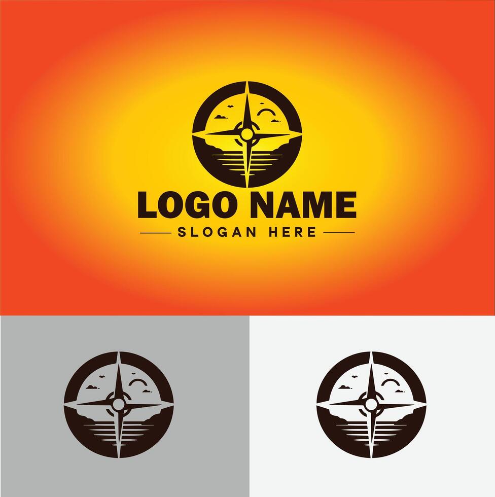 Compass logo icon vector art graphics for business brand app icon direction compass logo template