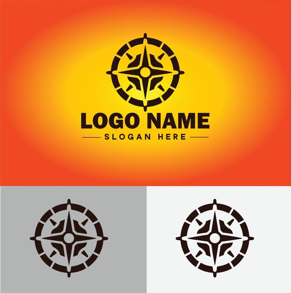 Compass logo icon vector art graphics for business brand app icon direction compass logo template