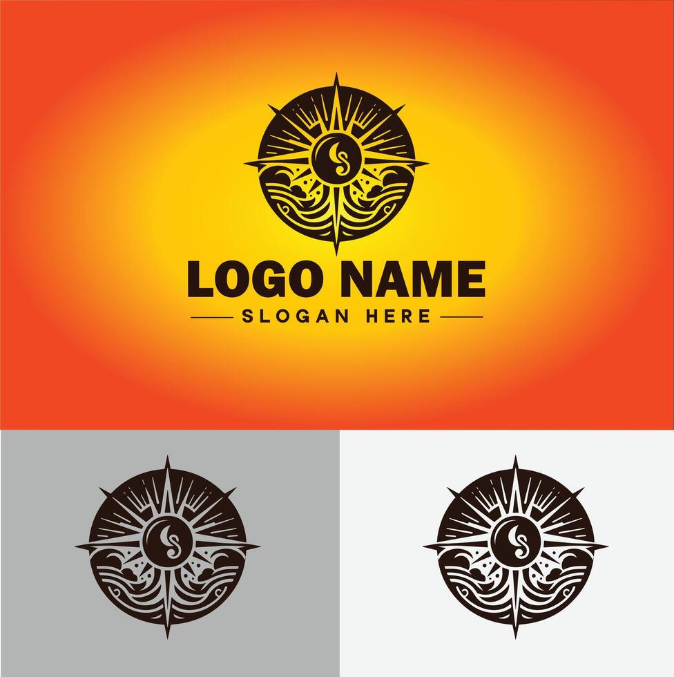 Compass logo icon vector art graphics for business brand app icon direction compass logo template