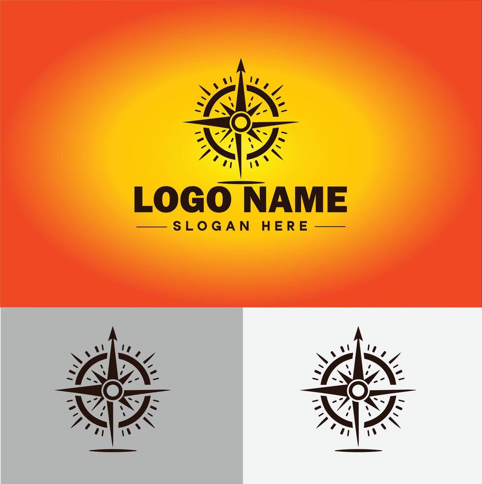 Compass logo icon vector art graphics for business brand app icon direction compass logo template