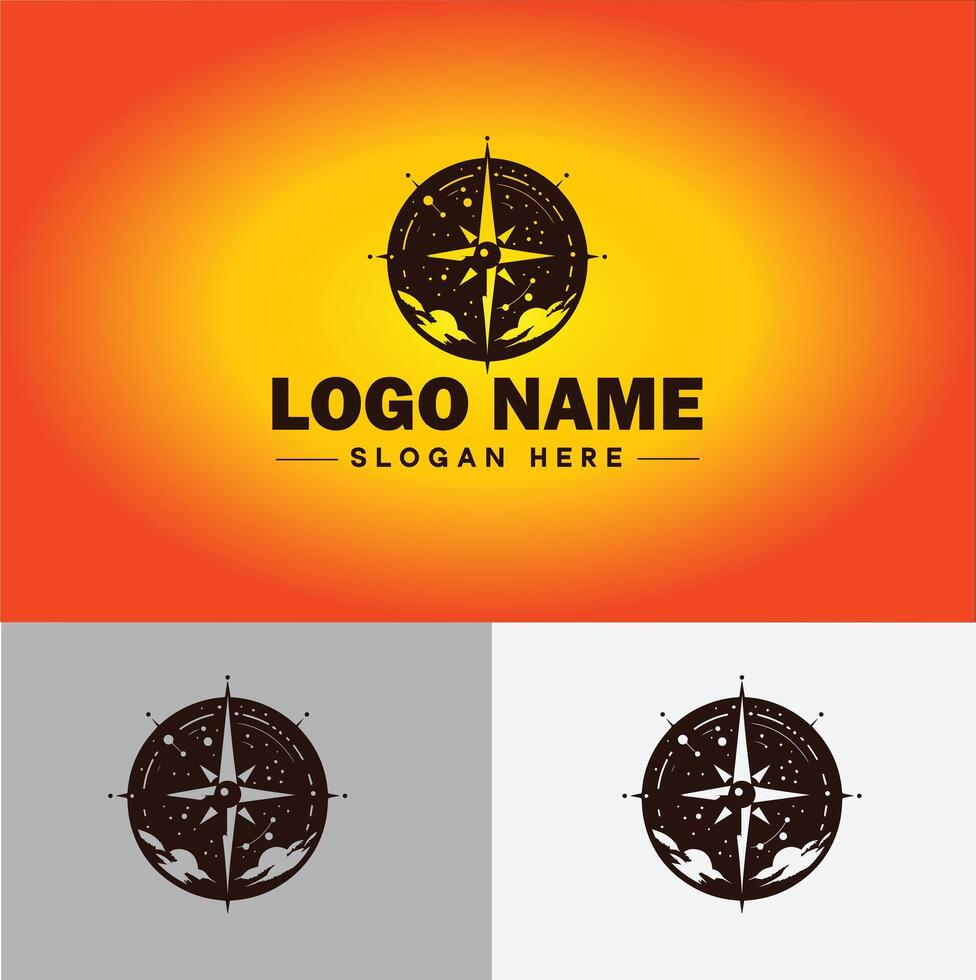 Compass logo icon vector art graphics for business brand app icon direction compass logo template