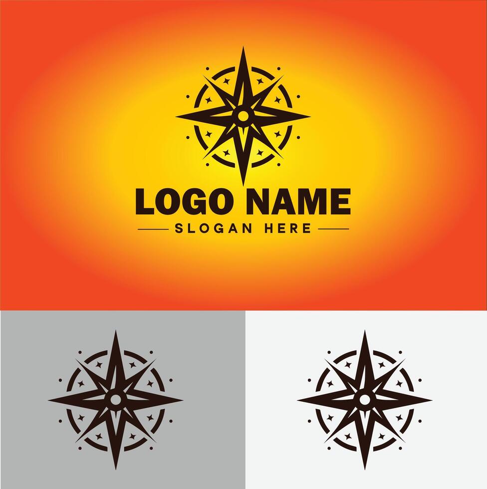 Compass logo icon vector art graphics for business brand app icon direction compass logo template