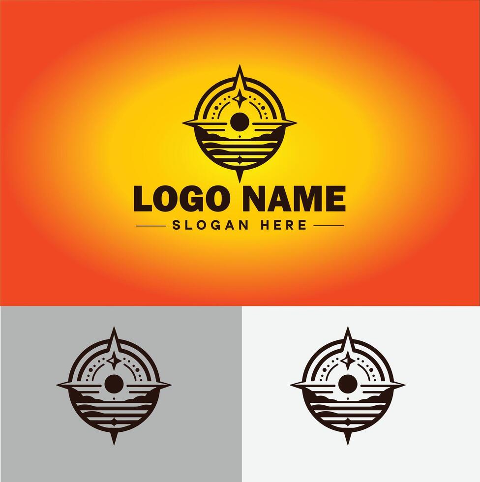 Compass logo icon vector art graphics for business brand app icon direction compass logo template