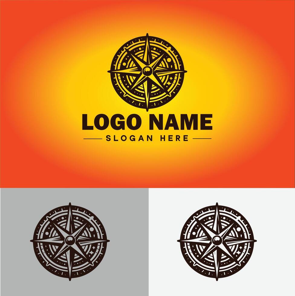 Compass logo icon vector art graphics for business brand app icon direction compass logo template