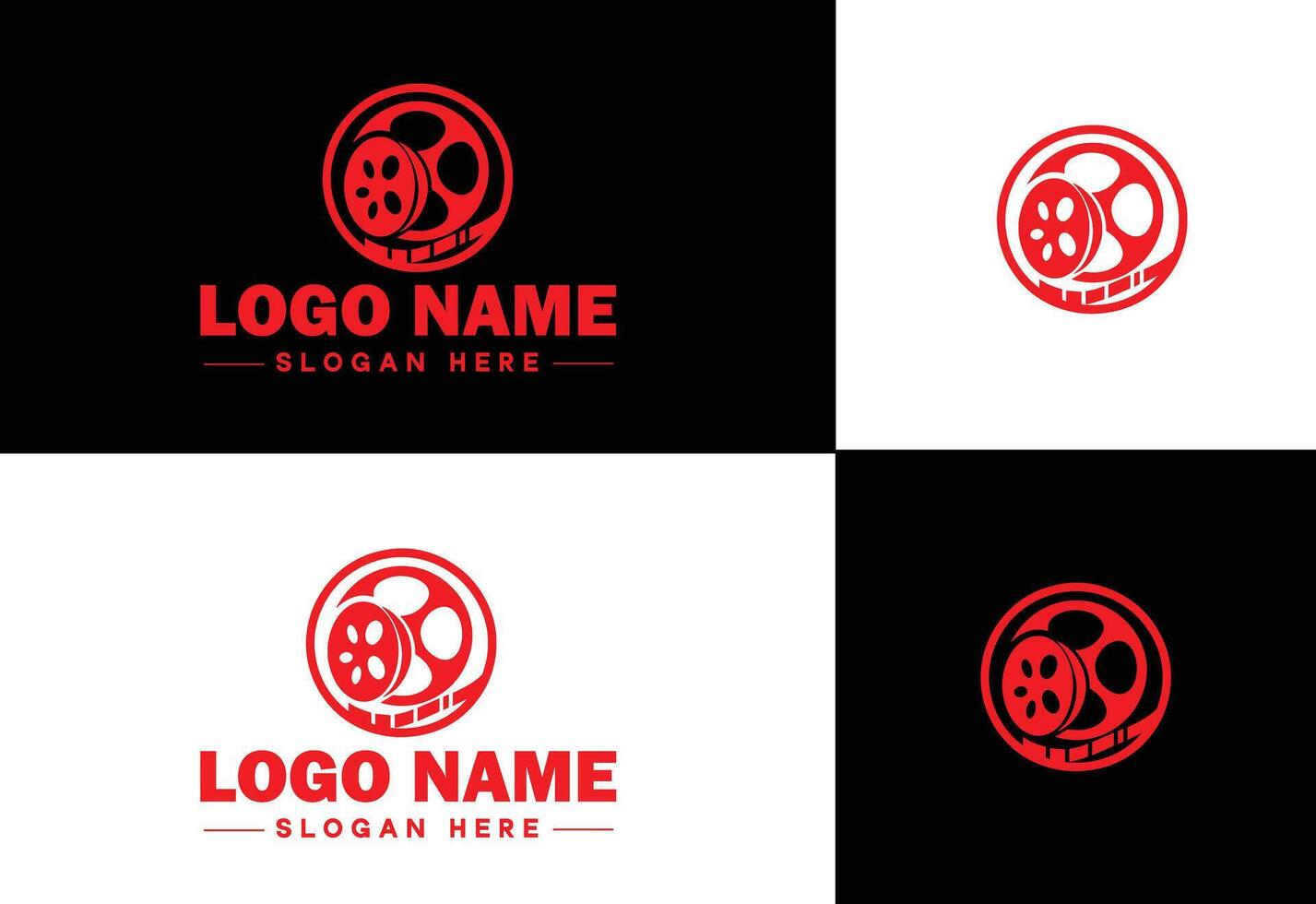 film reel logo icon vector for business brand app icon movie cinema theater video channel cinematography logo template