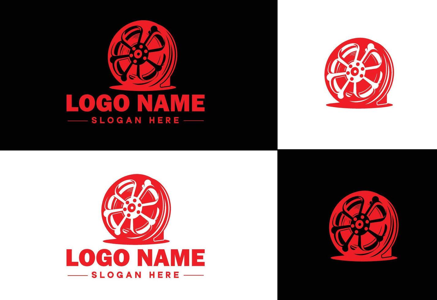 film reel logo icon vector for business brand app icon movie cinema theater video channel cinematography logo template